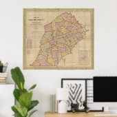 1847地図チェスターカウンティペンシルバニア州PA ポスター (ホームオフィス)