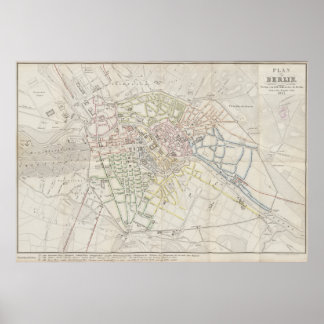 1847年ベルリン都市計画図 ドイツの地図 ポスター
