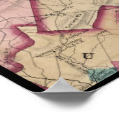 1847 Chester County PAマップSchuylkill River ポスター (角)