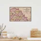 1847 Chester County PAマップSchuylkill River ポスター (キッチン)