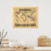 1850年のイギリス帝国全世界地図 ポスター (キッチン)