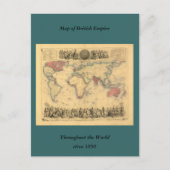 1850年のイギリス帝国全世界地図 ポストカード (正面)