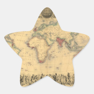 1850年のイギリス帝国全世界地図 星シール
