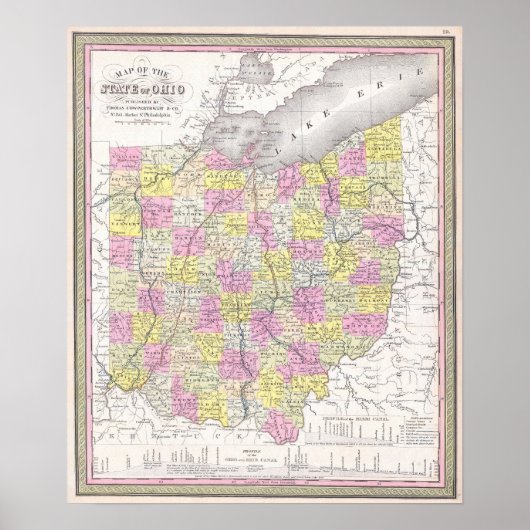 1850年 オハイオ州のビンテージ地図 ポスター (正面)