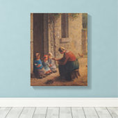 1850食べ物を与え年のヤング キャンバスプリント (インサイチュ (ウッドフロア))