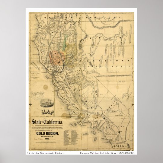 1851年カリフォルニア州の地図 ポスター Zazzle Co Jp