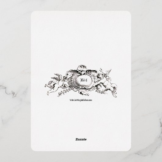 1851ビクトリアン年縁どのエレガントフローラ結婚の 箔招待状 (裏面)