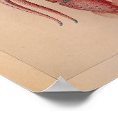 1851ヴィンテージカラタコプリント赤海 ポスター (角)