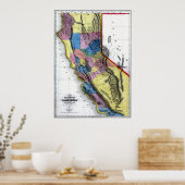 1851年カリフォルニアの地図 ポスター (キッチン)