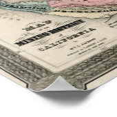 1851年カリフォルニア鉱業区の地図 ポスター (角)