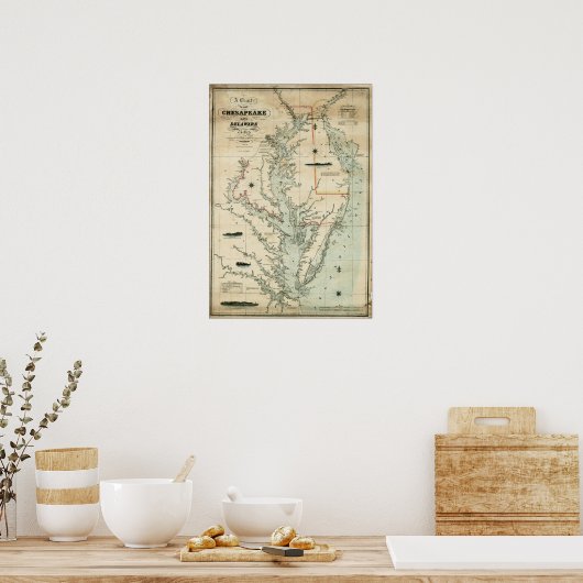 1852チェサピークとデラウェア湾のチャート ポスター (キッチン)