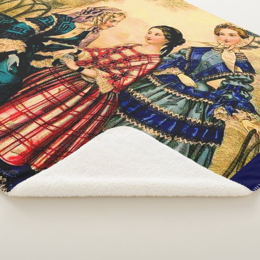 1852フランスのファッションプレートプリント シェルパブランケット (3/4)