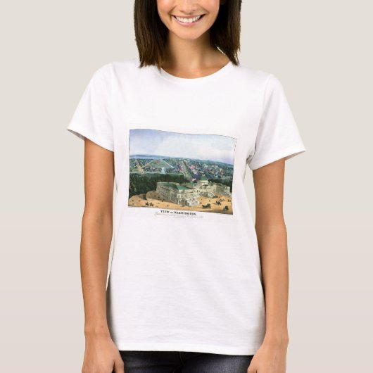 1852年 カラー・リソグラフ - ワシントンの眺め Tシャツ (正面)