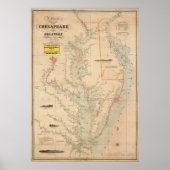 1852 Chart of Chesapeake and Delaware Bays ポスター (正面)
