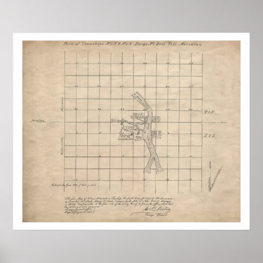 1853ポートランドオレゴン州USGSの調査マップ ポスター (正面)