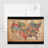 1853年のアメリカ合衆国地図 ポストカード (正面/裏面)