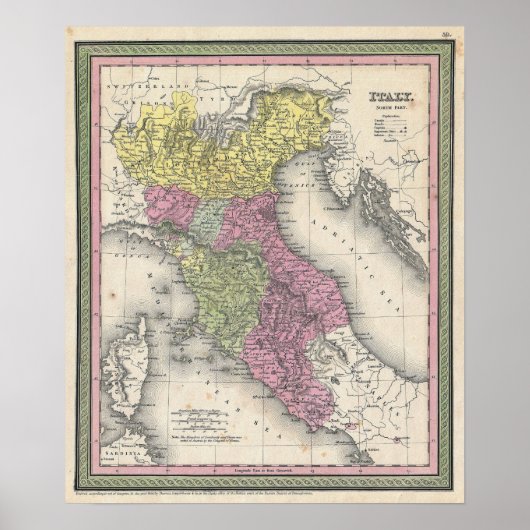 1853年 北イタリアの古地図 ポスター (正面)