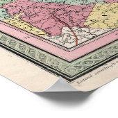 1853 North Carolina，地図，ヴィンテージ ポスター (角)