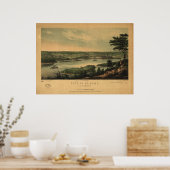 1853 Saint Paul, MNバードアイビューパノラママップ ポスター (キッチン)