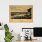 1853 Saint Paul, MNバードアイビューパノラママップ ポスター (ホームオフィス)