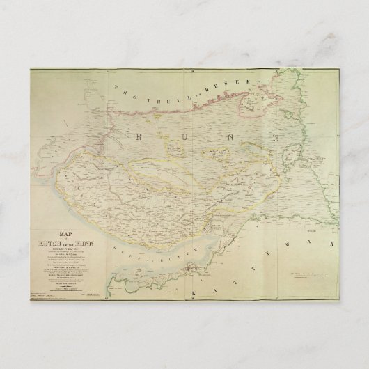 1854年のクッチとランヌの地図（インド） ポストカード (正面)