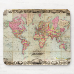 1854年頃ジョンColton著旧式な世界地図、 マウスパッド