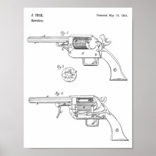 1854 Gun Patent Art Drawing Print ポスター