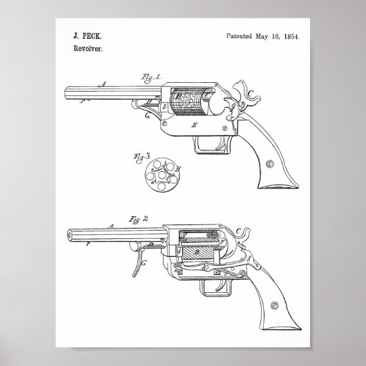 1854 Gun Patent Art Drawing Print ポスター (正面)