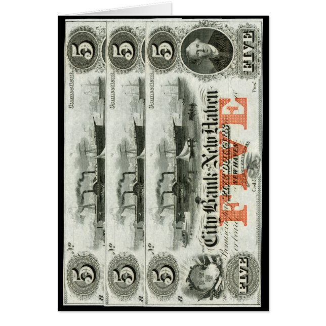 1855ニューヘブン5ドル札 (正面)