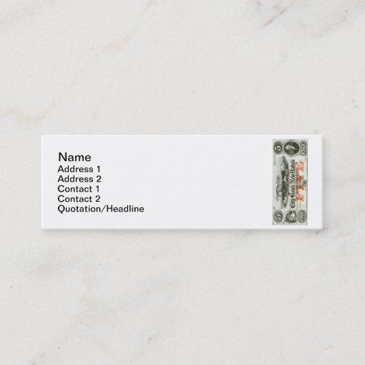 1855ニューヘブン5ドル札 スキニー名刺 (正面)