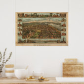 1855 Harrisburg, PAバードズアイビューパノラママップ ポスター (キッチン)