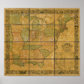 1856アンティーク鉄道地図と州統一された ポスター (正面)