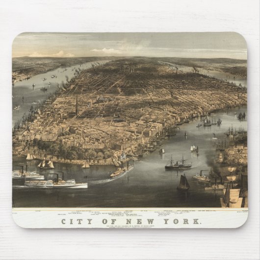 1856年のニューヨークシティNYの鳥目眺め マウスパッド (正面)