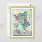 1856年ジョセリンによるニカラグアの政府地図 ポストカード (正面/裏面)