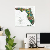 1856年フロリダの地図 ポスター (ホームオフィス)