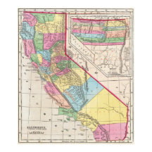 1856年 ヴィンテージカリフォルニア地図