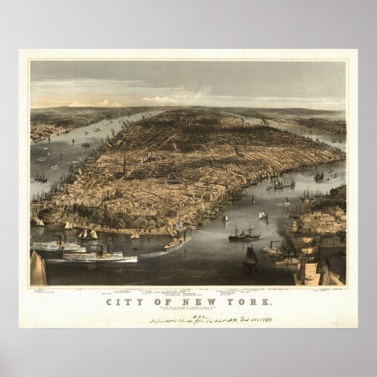1856 New York City NY Bird's eye viewパノラママップ ポスター (正面)