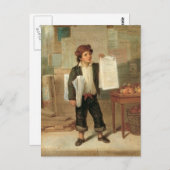 1857年のニューヨーク・ヘラルドを売るヴィンテージの新聞少年 ポストカード (正面/裏面)