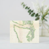 1857年のワシントン州沿岸のヴィンテージマップ ポストカード (スタンド正面)