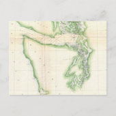 1857年のワシントン州沿岸のヴィンテージマップ ポストカード (正面)