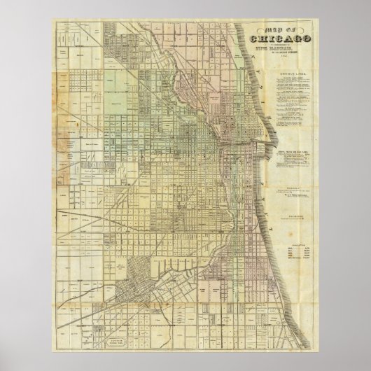 1857年シカゴ・イリノイの地図 ポスター (正面)