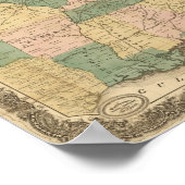 1858アンティークレール州の地統一された図 ポスター (角)