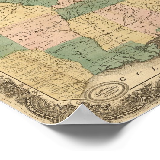 1858アンティークレール州の地統一された図 ポスター (角)