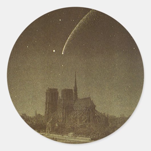 1858年のドナティ彗星（Donati Comet）、パリ上空 ラウンドシール (正面)
