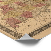 1858年のレールと町を描いたインディアナの地図 ポスター (角)