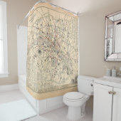 1858年の地図：オムニバスダンスパリフランスの旅程 シャワーカーテン (インサイチュ)