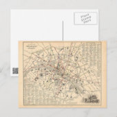 1858年の地図：オムニバスダンスパリフランスの旅程 ポストカード (正面/裏面)