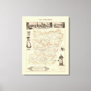 1858年フランスのマインヌ県の地図ポスター キャンバスプリント