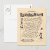 1858年フランスのメイエン県の地図 ポストカード (正面/裏面)