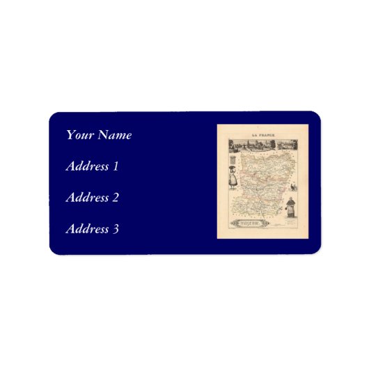 1858年フランスのメイエン県の地図 ラベル (正面)